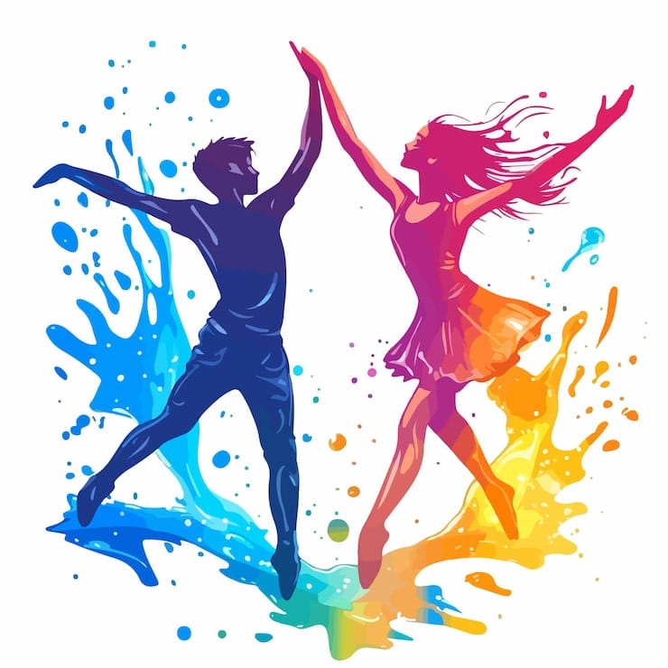 Ilustración artística de dos personas bailando