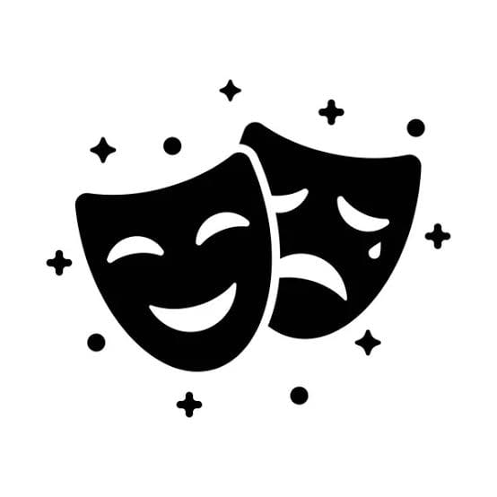 Ilustración de dos máscaras teatrales